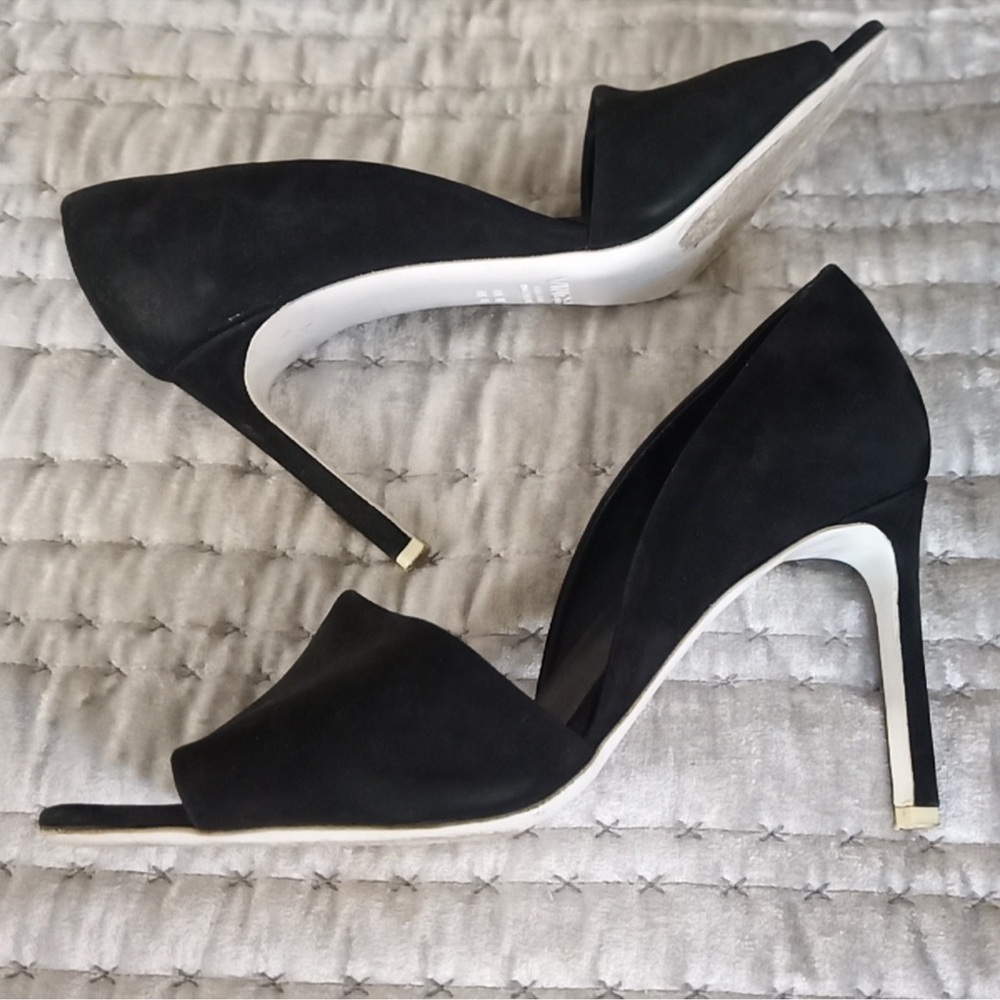 Vince Black Open-Toe suede Heels